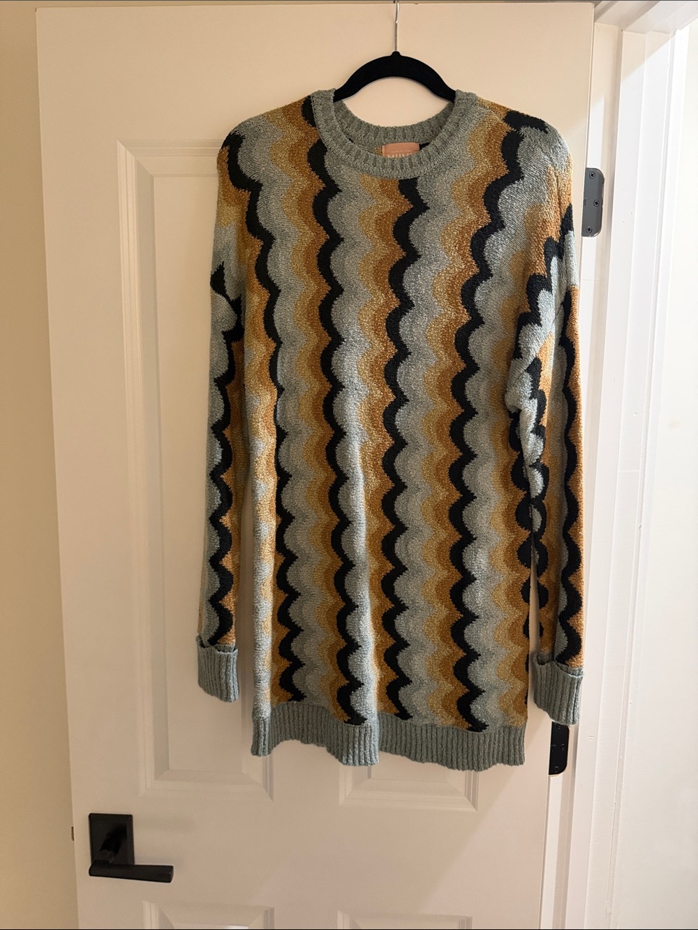 Show Me Your MuMu Wavy Stripe Crew Sweater - Sage, Mustard & Black